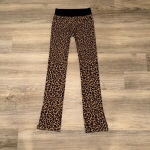 Fabletics Leopard Print Leggings Womens XS Brown Black Ankle Slit